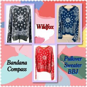 Wildfox Women's Bandana Compass Pullover Sweater - Black, Red, Blue